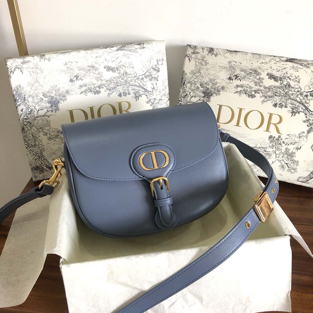 TÚI Dior Women Medium Dior Bobby Bag Denim Blue Box Calfskin-Navy