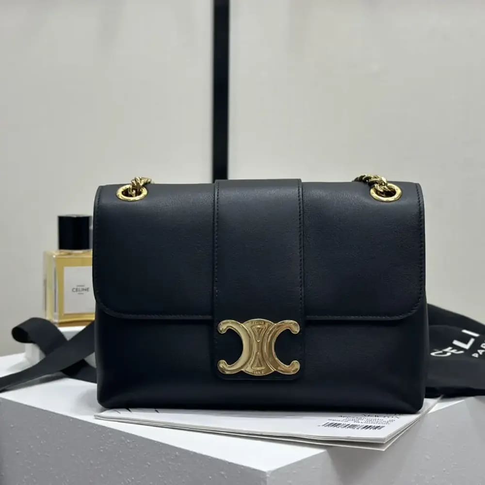 TÚI CELINE Women Medium Celine Victoire Bag in Supple Calfskin-Black