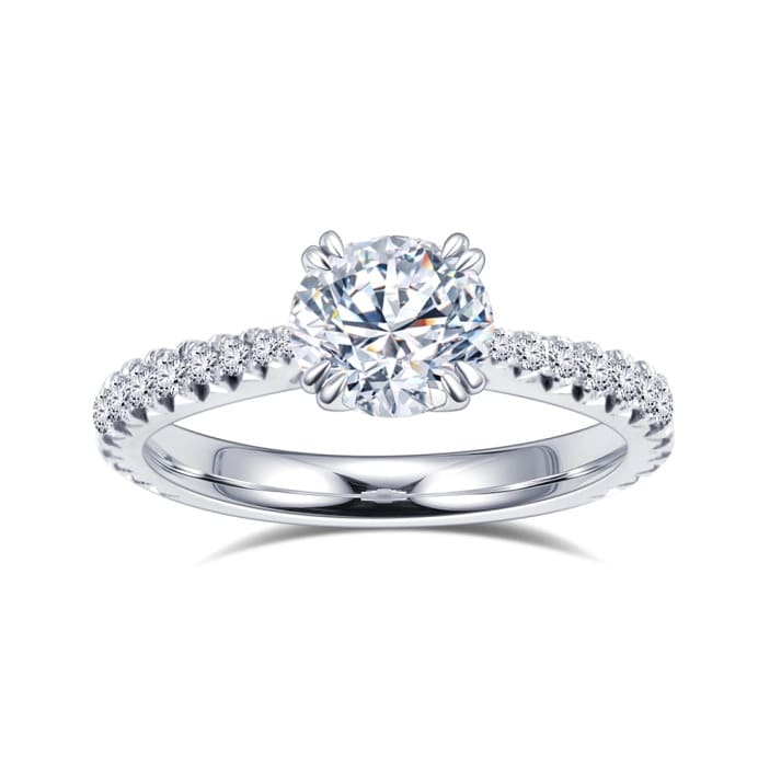 Nhẫn cưới vĩnh cửu bằng bạch kim đính kim cương nhân tạo cắt tròn 1 carat, độ tinh khiết DE VS2 VVS1 PT950