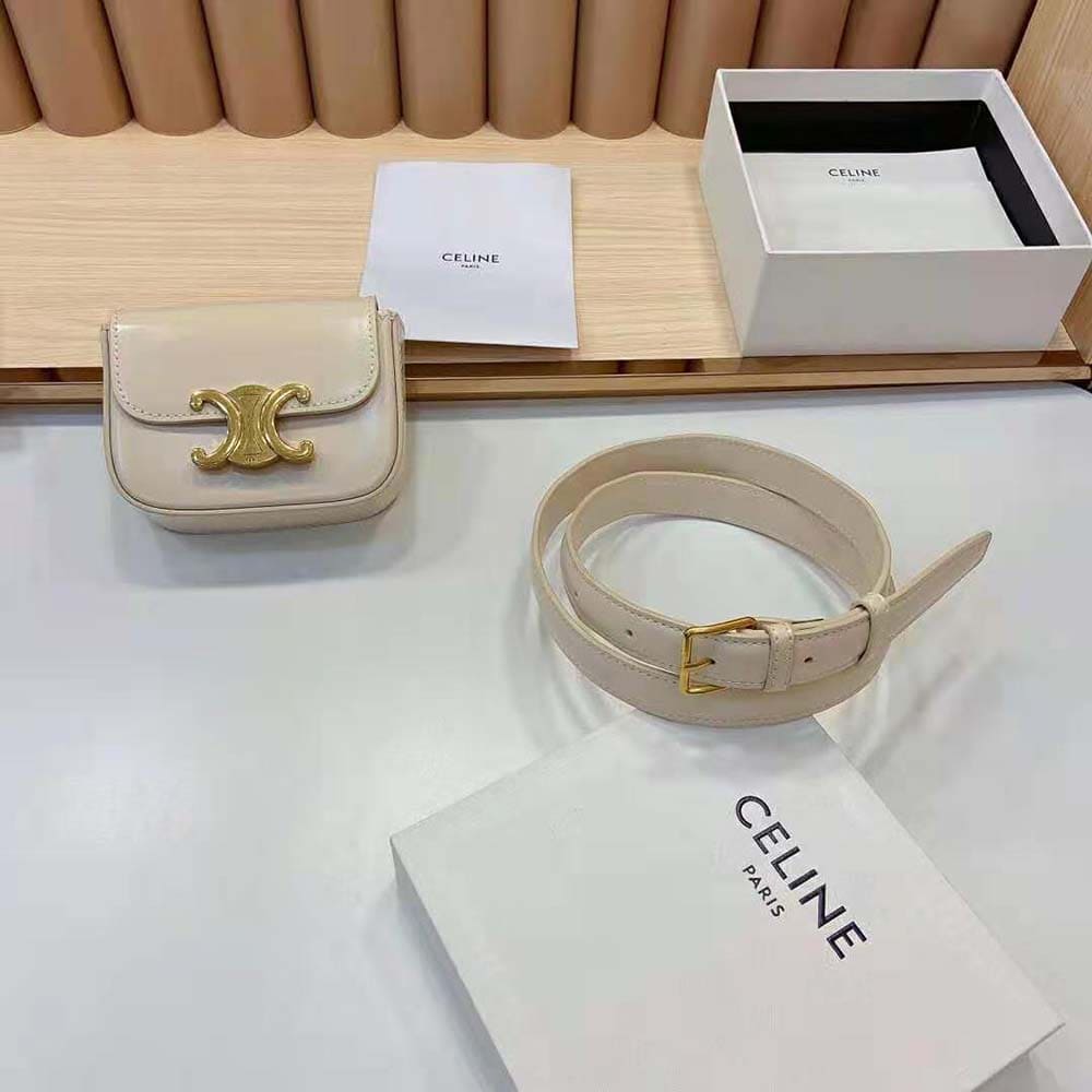 TÚI Celine Women Belt Bag Triomphe Belt in Triomphe Canvas and Calfskin