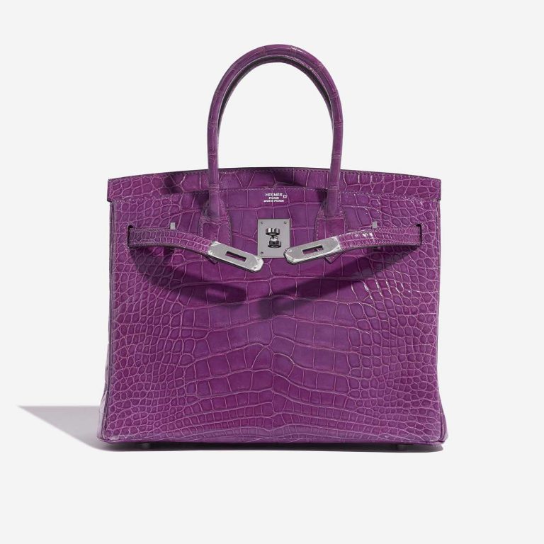 TÚI Hermès Birkin 30 Alligator Violet Silver Buckle khóa trắng