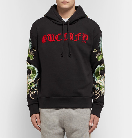 ÁO HOODIE Embroidered Appliquéd Loopback Cotton-Jersey Hoodie