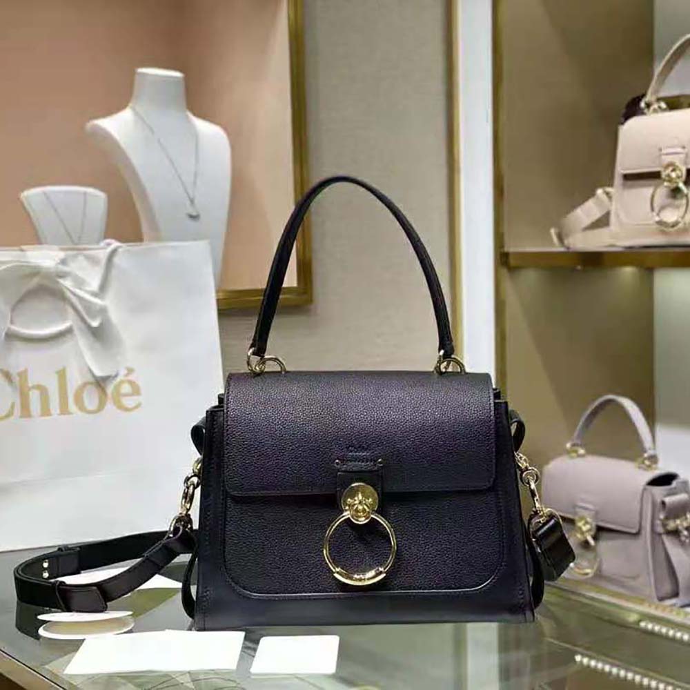 TÚI Chloe Women Mini Tess Day Bag in Grained and Shiny Calfskin