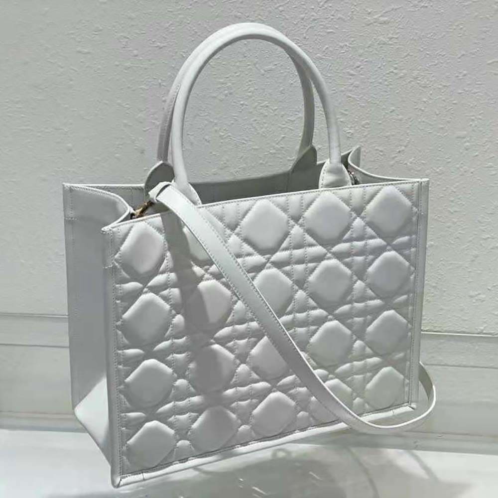 Túi Dior Women Medium Dior Book Tote Latte Macrocannage Calfskin
