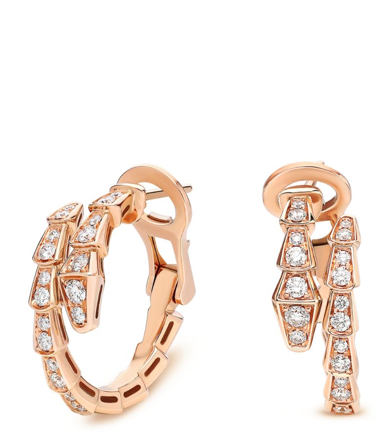 Bông tai BVLGARI Rose Gold and Diamond Serpenti Viper Earrings vàng hồng 18K