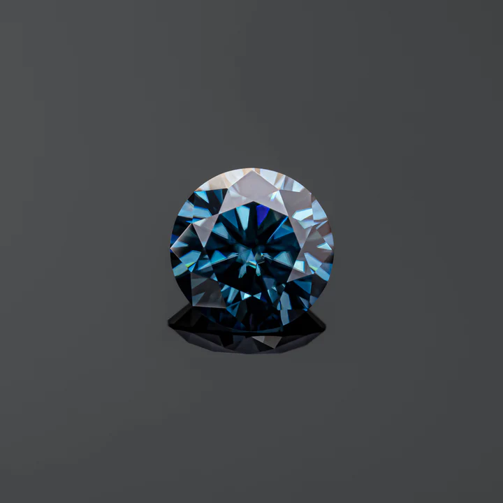 KIM CƯƠNG Round Hearts and Arrows Cut Coated Blue Loose Moissanite Stone