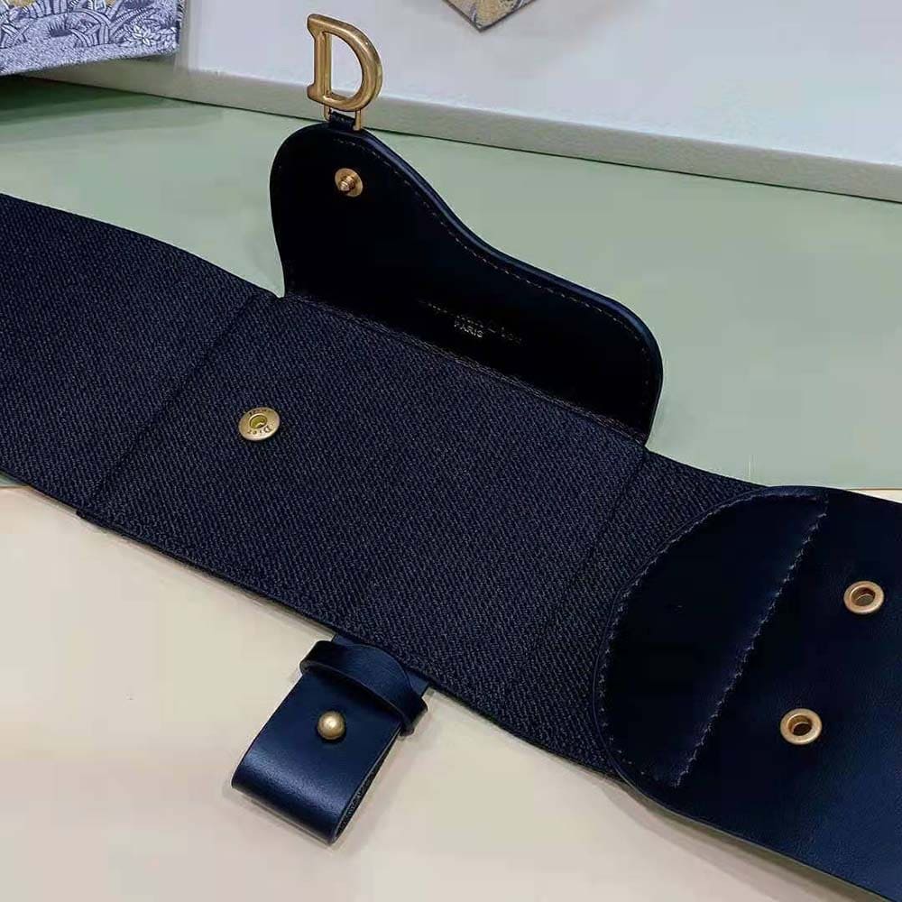 DÂY LƯNG Dior Women Saddle Belt Black Smooth Calfskin and Technical Fabric 80 MM