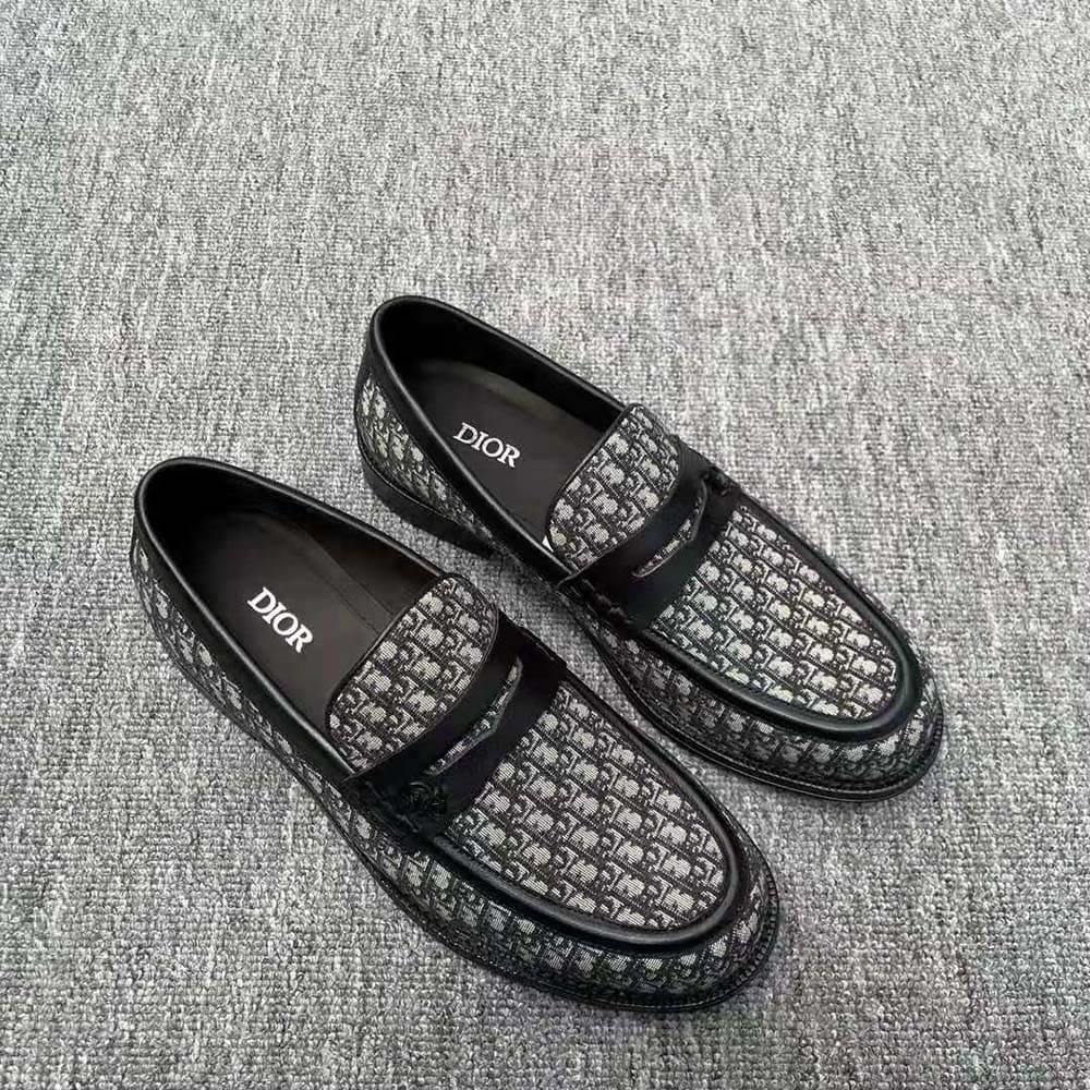 GIÀY DIOR Granville Loafer Beige and Black Dior Oblique Jacquard