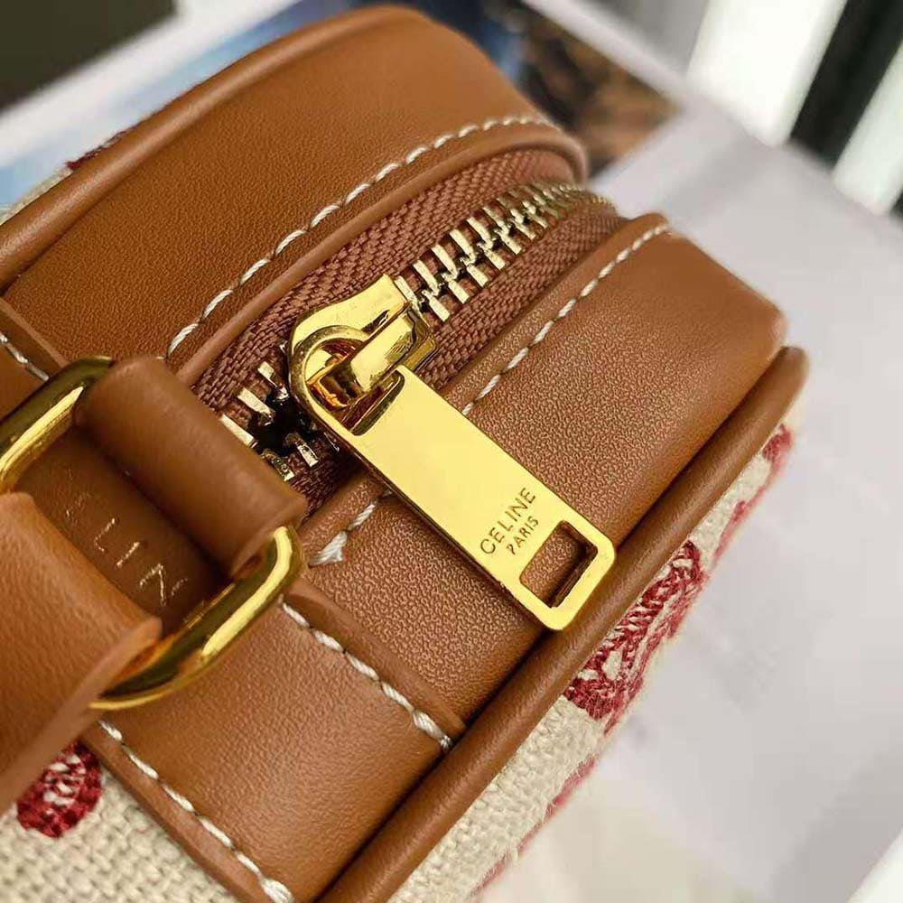 TÚI Celine Women Camera Bag in Textile with Triomphe Embroidery