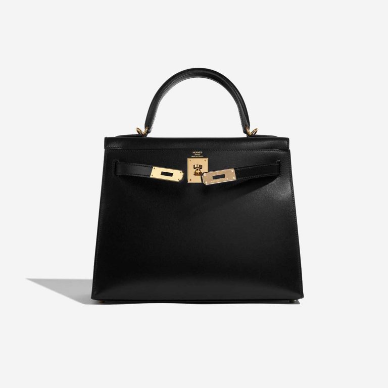 TÚI Hermès Kelly 28 Box Black Gold Buckle khóa vàng