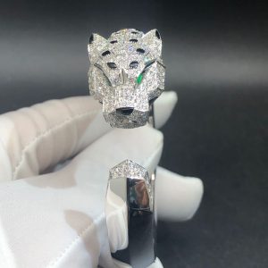 Vòng tay Cartier Panthère de Cartier kim cương Ngọc lục bảo mã não vàng trắng 18K