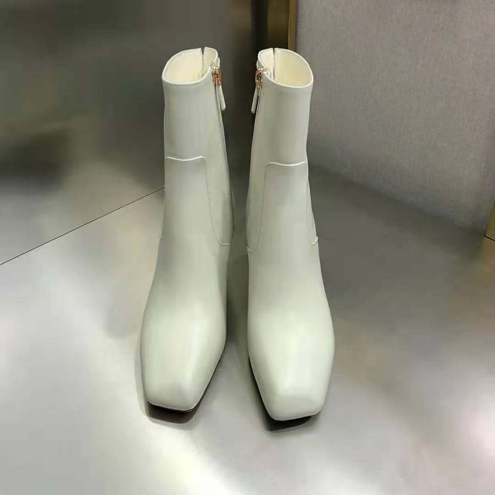 Giày Dior Women Rhodes Heeled Ankle Boot White Supple Calfskin