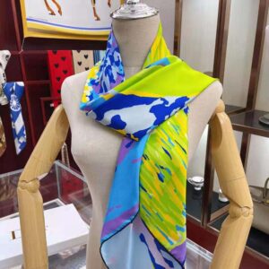 KHĂN Dior Women D-Wood Square Scarf Multicolor Silk Twill-Blue