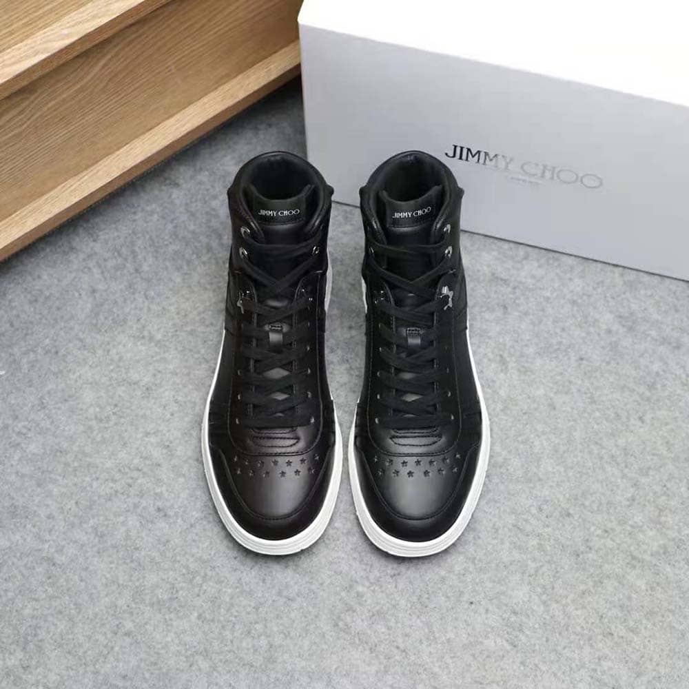 GIÀY JIMMY CHOO Hi Top/M Black Calf Leather High Top Trainers