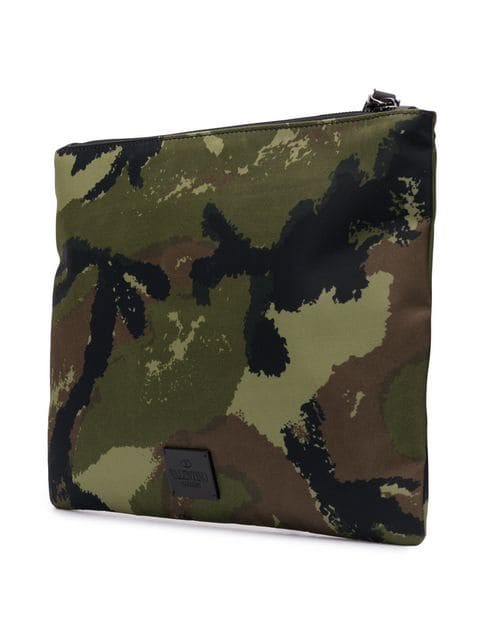VÍ VALENTINO CAMOUFLAGE ZIPPED LEATHER POUCH