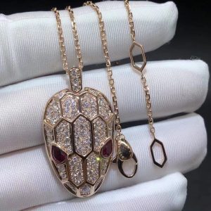 Vòng cổ BVLGARI Serpenti Kim cương Pave Diamond Rubellite Eyes 18K