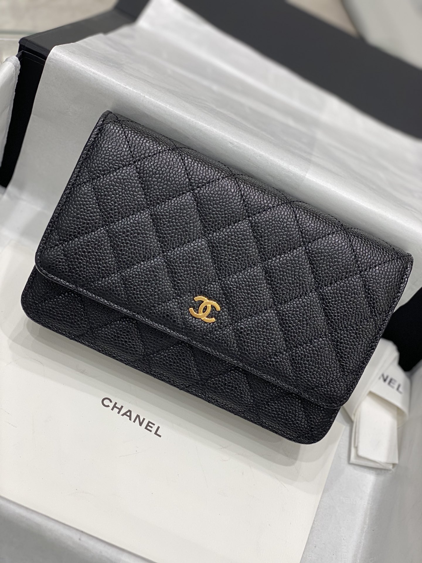 TÚI CHANEL WOC Lambskin Black đen da HAAS