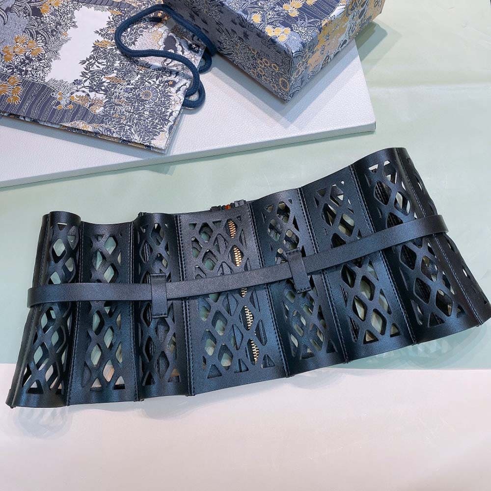 DÂY LƯNG Dior Women D-Trap Corset Belt Black Smooth Calfskin 16 CM
