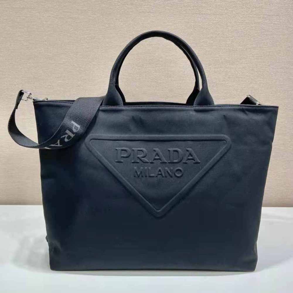 TÚI Prada Women Canvas Tote Bag with Contemporary Take on Classic Beach Designs-Black