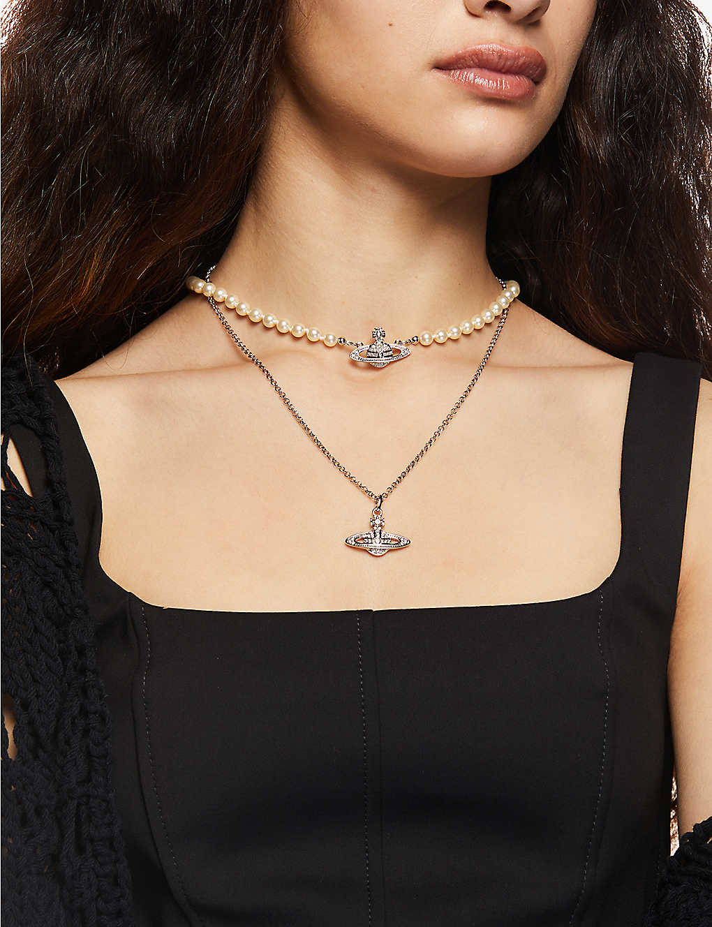 DÂY VIVIENNE WESTWOOD JEWELLERY Brass and cubic zirconia pendant necklace