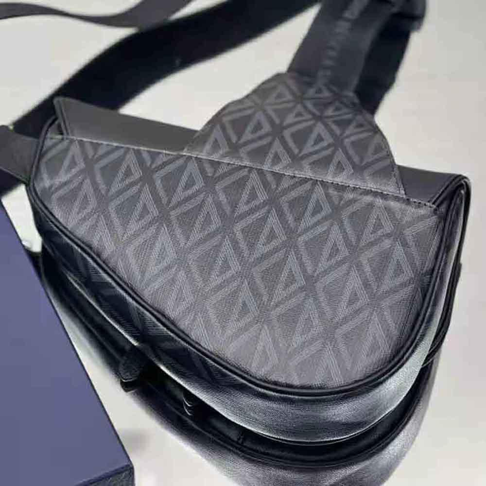 TÚI Dior Saddle Bag Black CD Diamond Canvas and Smooth Calfskin