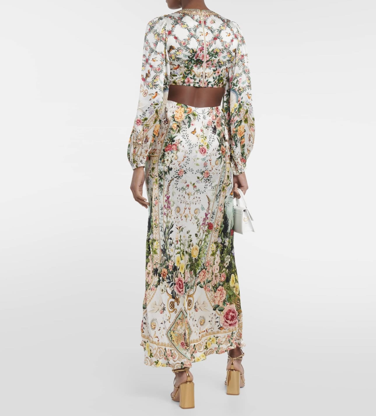 VÁY CAMILLA Silk Flower Cardigan Embellished V-Neck Maxi Dress High Classy Dài Tay