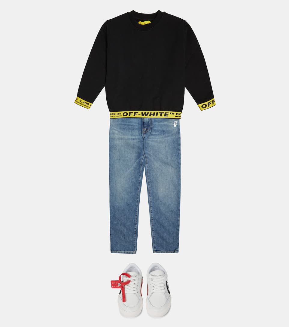 ÁO OFF-WHITE KIDS Logo tape cotton sweater 9 -12 years