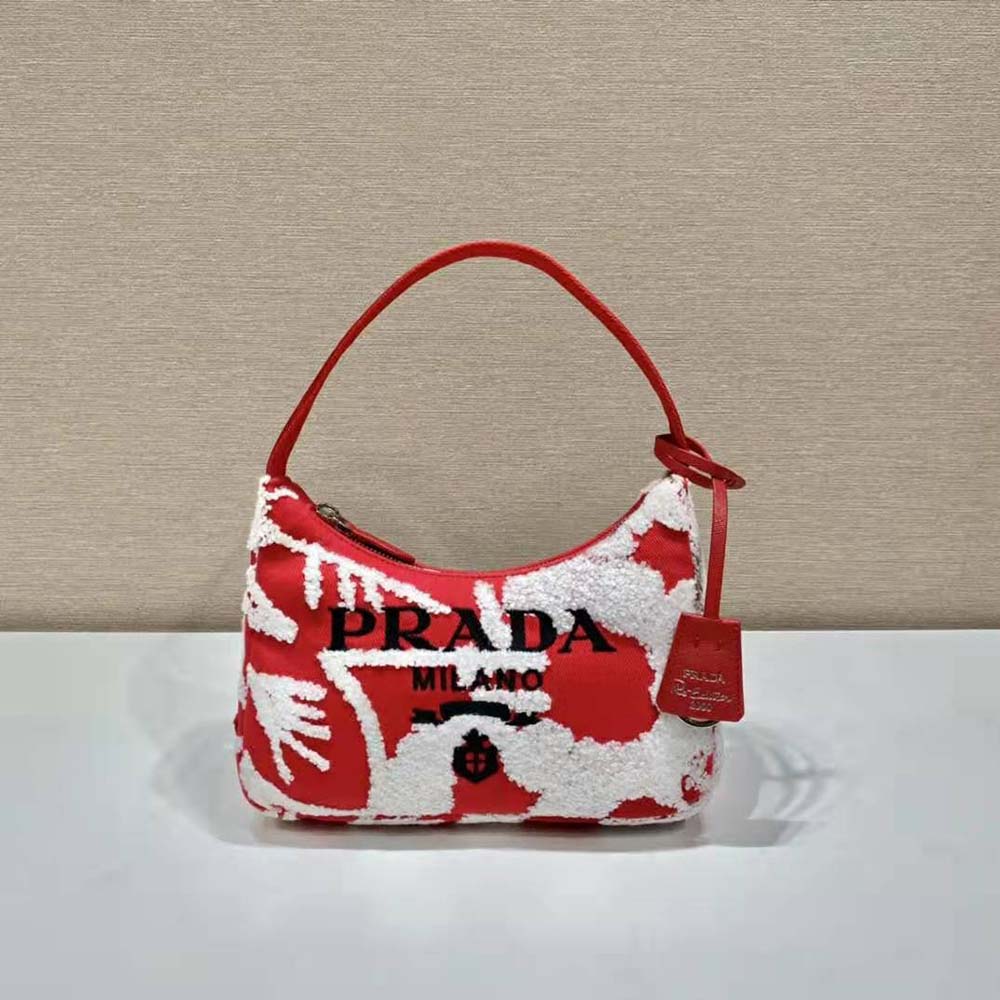 TÚI Prada Women Re-Edition 2006 Embroidered Drill Mini Bag-Red
