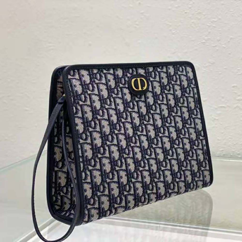 TÚI Dior Women 30 Montaigne Pouch Blue Dior Oblique Jacquard