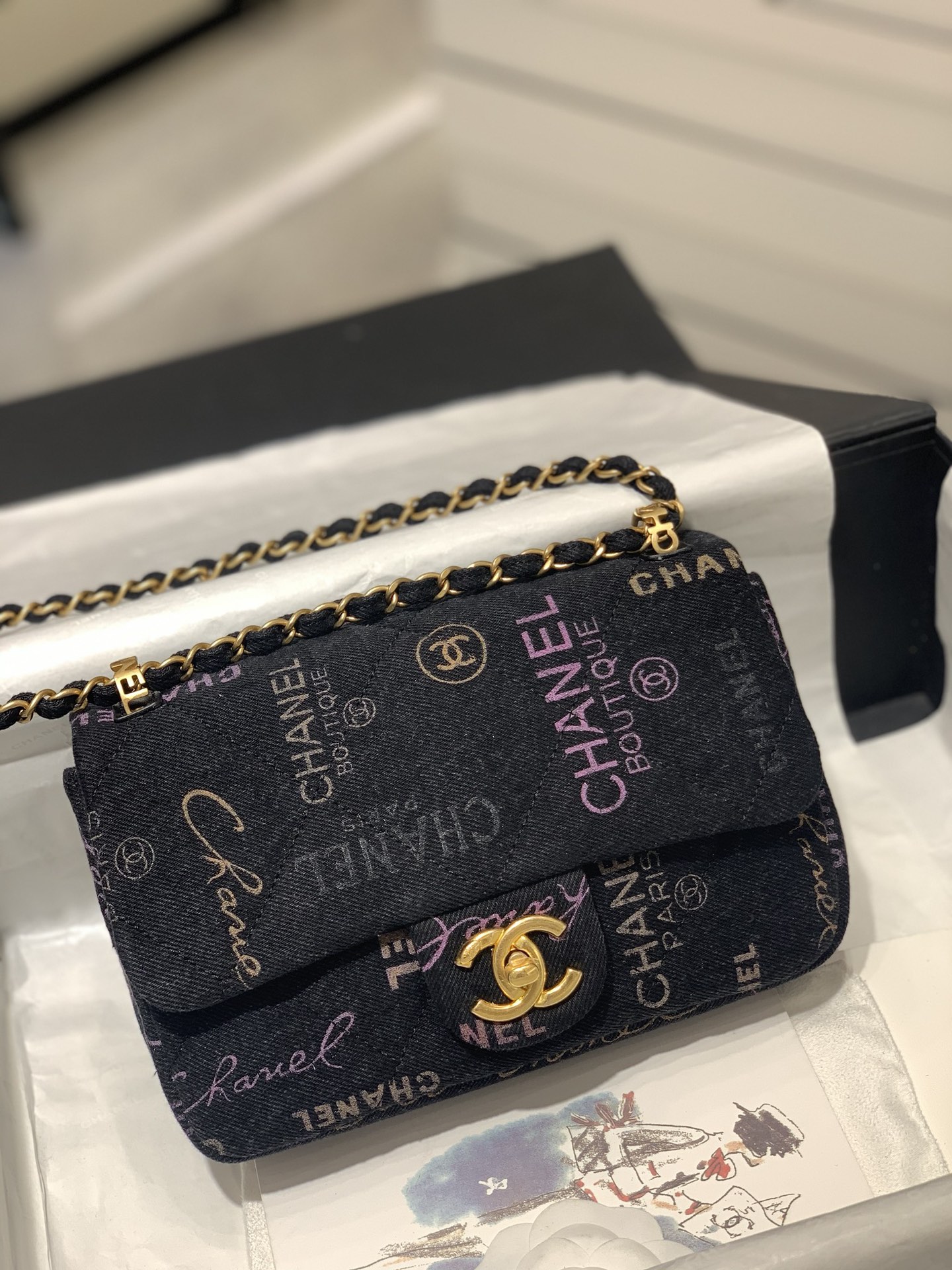 TÚI CHANEL 22S Mini Denim black đen vải Denim