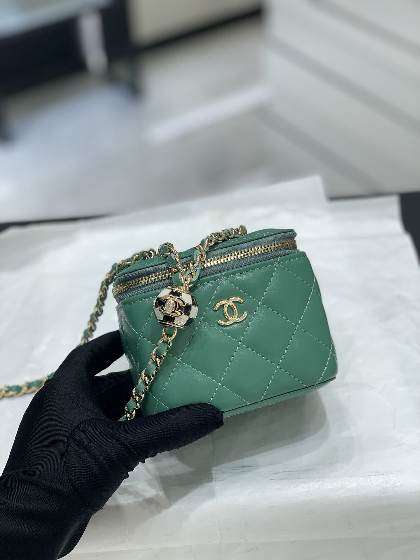 TÚI CHANEL 22C Box Green xanh da HAAS