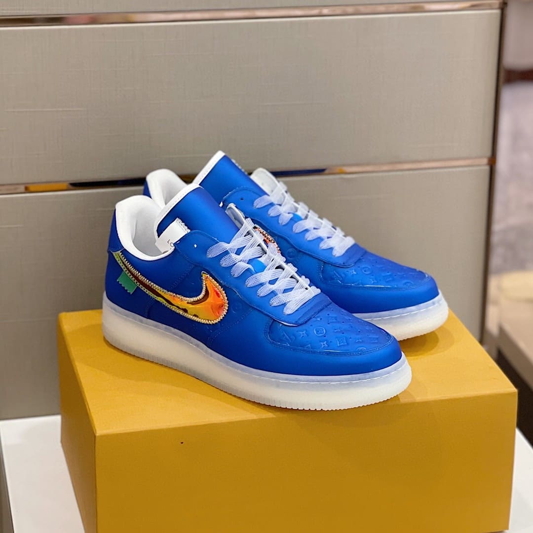 GIÀY LOUIS VUITTON NIKE AIR ELECTRIC BLUE SNEAKERS SHOES AAA