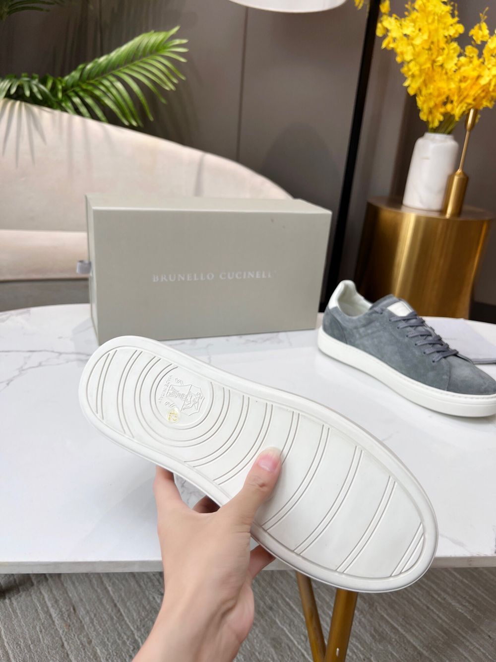 GIÀY BRUNELLO CUCINELLI Suede Grey Sneaker shoes