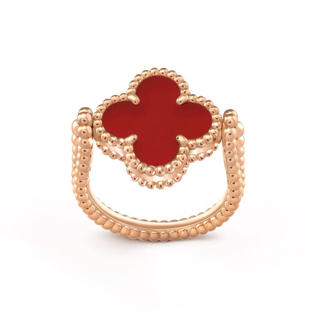 NHẪN VAN CLEEF & ARPELS HAI MẶT RED CARNELIAN ĐÁ MÃ NÃO ĐỎ