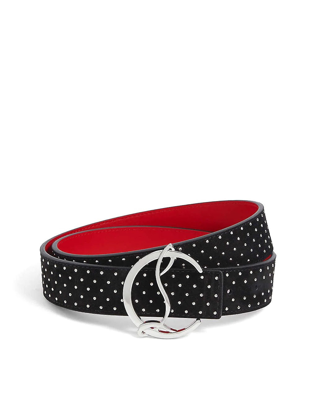 DÂY LƯNG CHRISTIAN LOUBOUTIN Logo-clasp studded suede belt