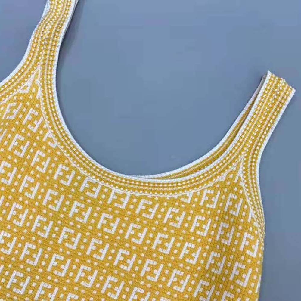 VÁY Fendi Women Made of Viscose with an Orange and White Jacquard FF Motif