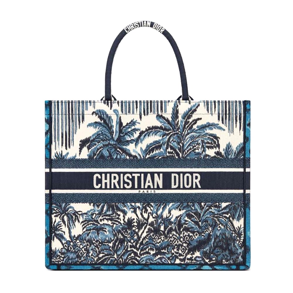 TÚI Dior Book Tot Blue Dior Palms Embroidery