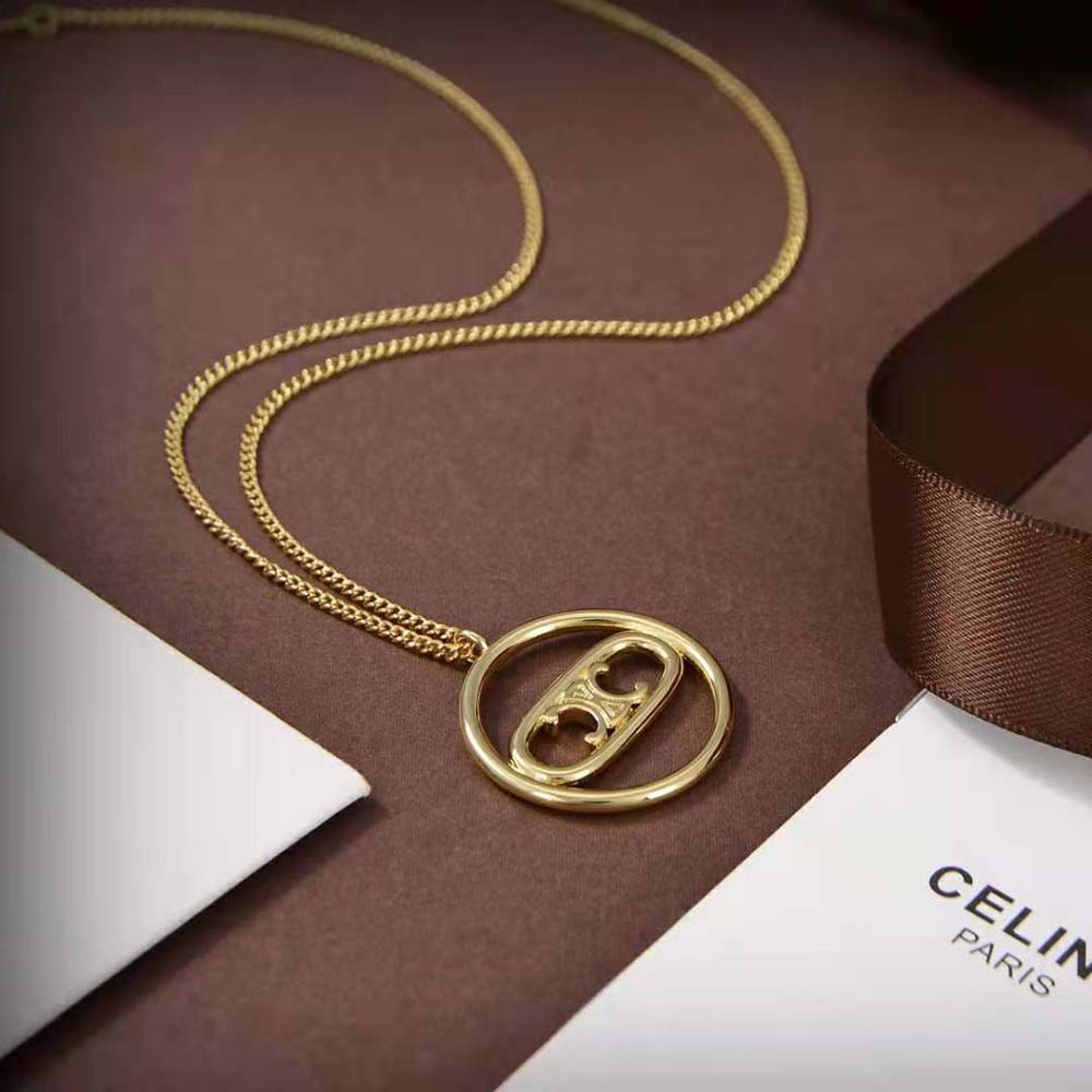 DÂY Celine Women Maillon Triomphe Bold Necklace in Brass with Gold Finish