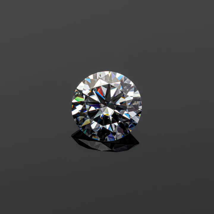 KIM CƯƠNG Round Hearts and Arrows Cut Natural Light Grey Loose Moissanite Stone