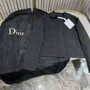 ÁO Dior Women Macrocannage Jacket Black Quilted Technical Taffeta