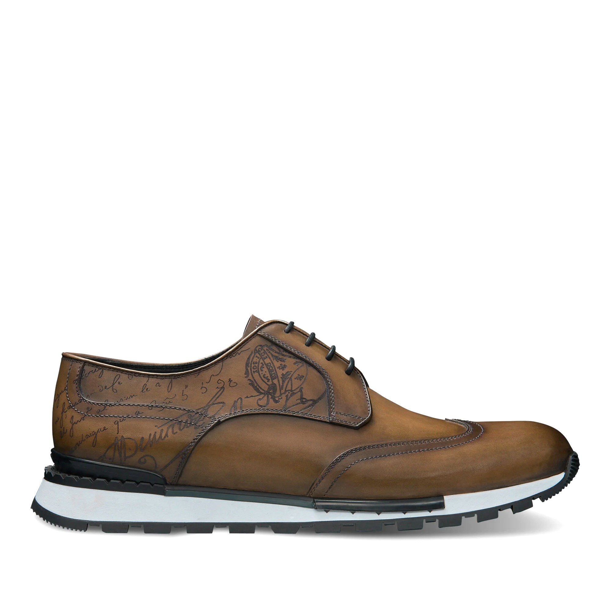 GIÀY BERLUTI Fast Track Scritto Leather Sneaker Olive