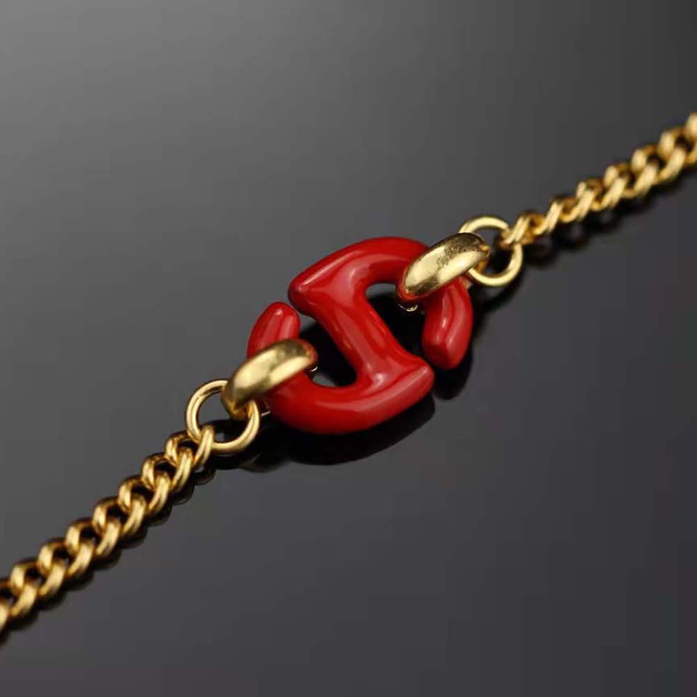Vòng tay Dior Women CD Navy Bracelet Gold-Finish Metal and Raspberry Lacquer