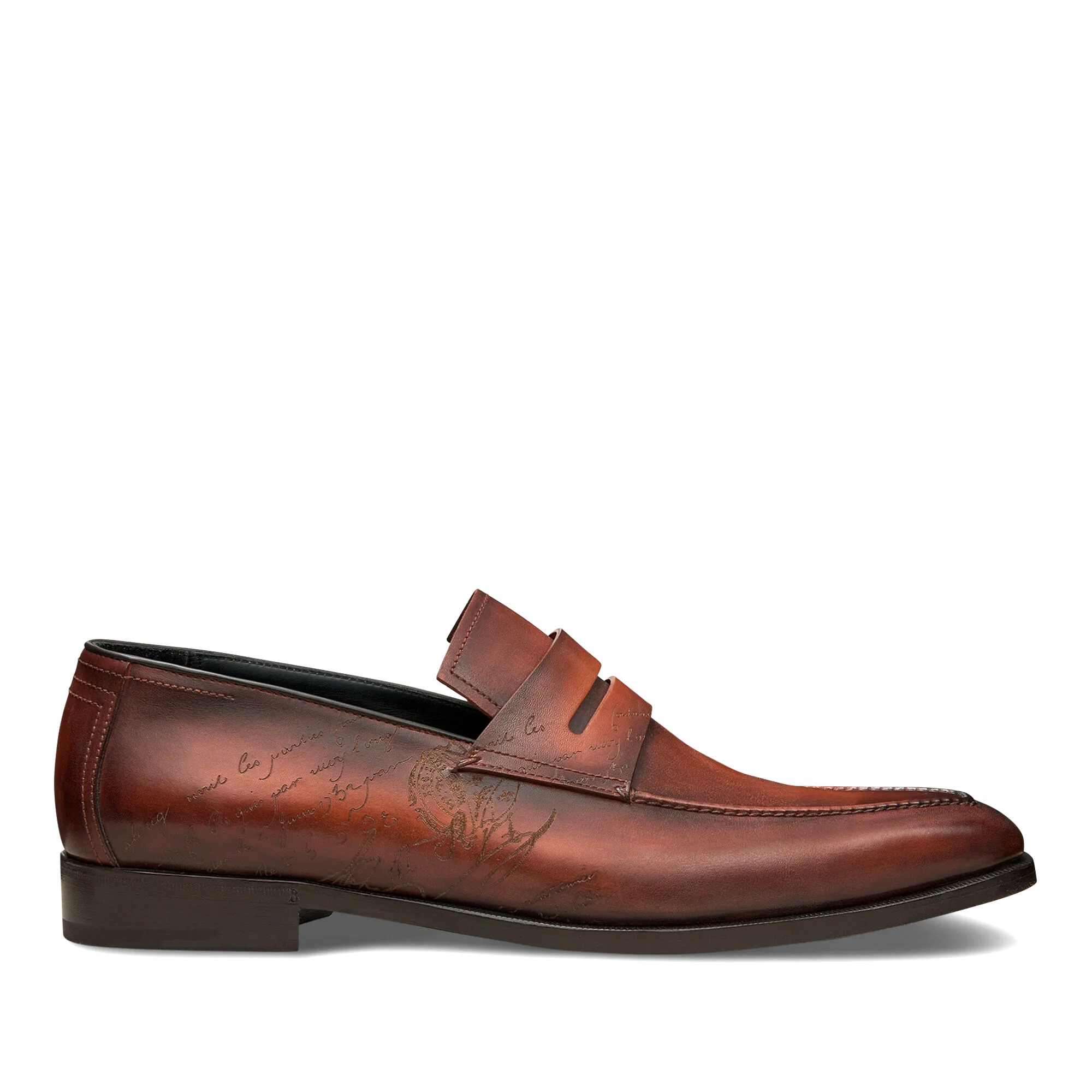 GIÀY BERLUTI Andy Demesure Scritto Leather Loafer Cacao Intenso