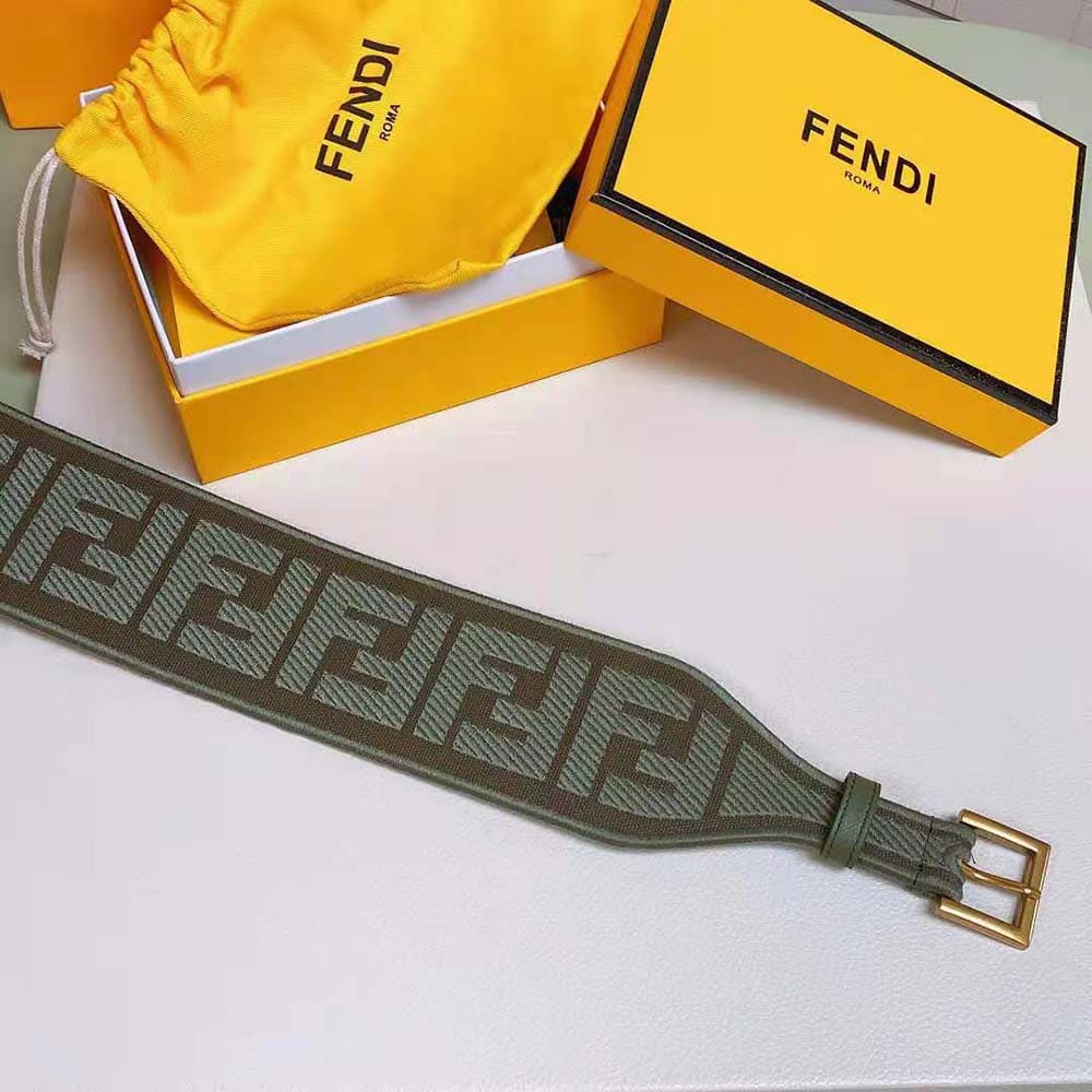 DÂY LƯNG Fendi Women Canvas High Waist Belt 6 cm-Green