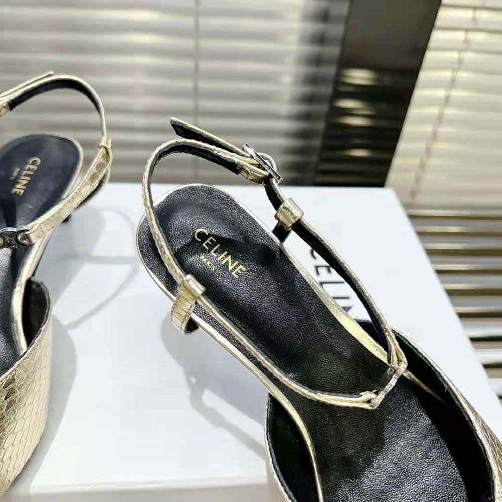 GIÀY Celine Women Kitten in Sequins and Calfskin-Black