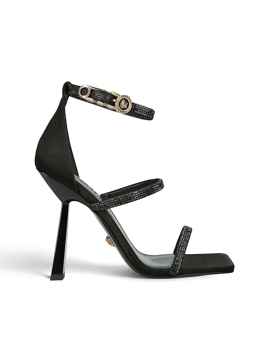GIÀY VERSACE Triple-strap leather heeled sandal