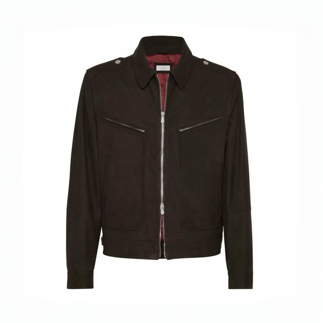 ÁO BRUNELLO CUCINELLI SUEDE LEATHER JACKET TOP QUALITY AAA