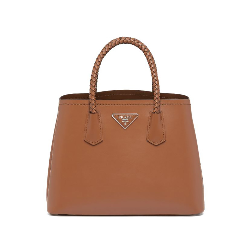 TÚI Prada Double Medium Leather Handbag-Brown