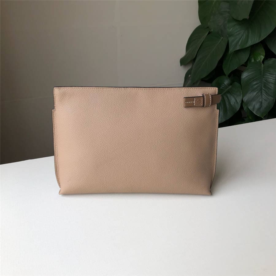 Túi LOEWE ladies clutch bag new pebbled leather T Pouch handbag Brown