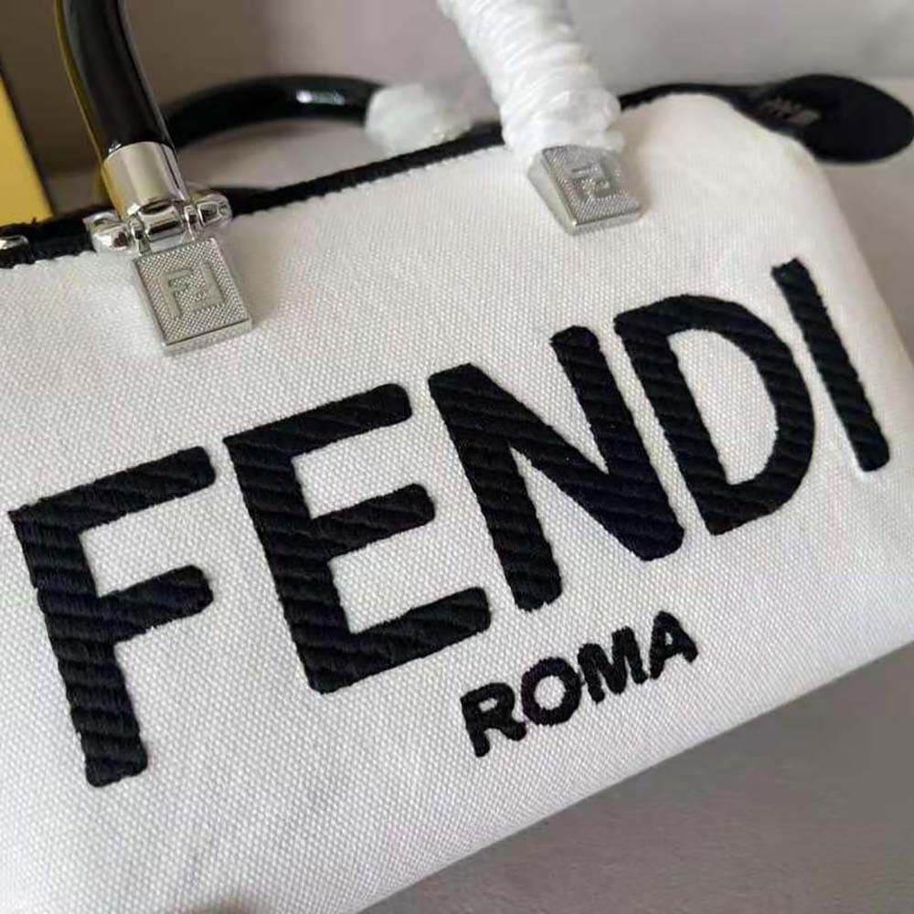 TÚI Fendi Women By The Way Mini White Canvas Small Boston Bag